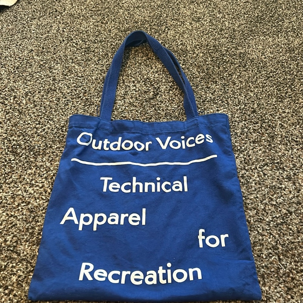 Outdoor voices original blue tote bag